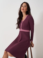 Crew Clothing Company Pink V-Neck Ponte Dress - Image 4 of 6