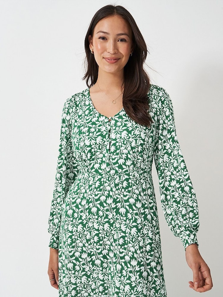 Crew Clothing Company Green 3/4 Sleeve Jersey Midi Dress - Image 1 of 4