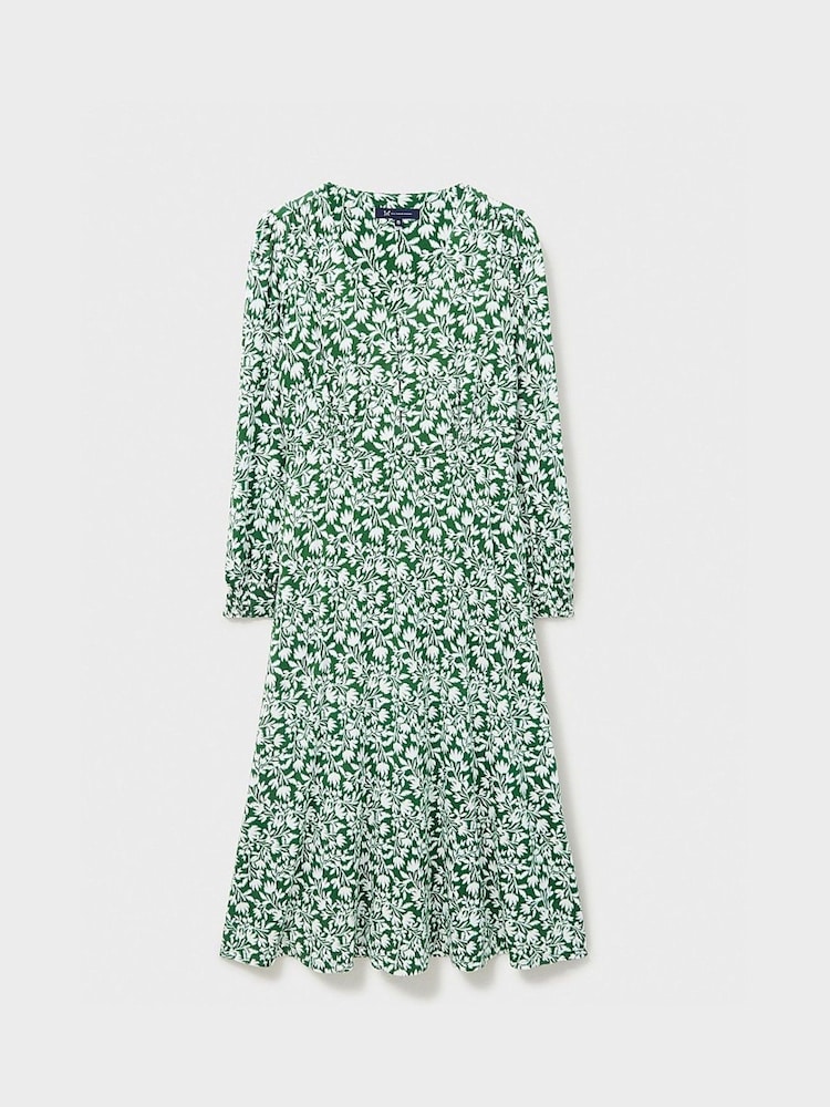 Crew Clothing Company Green 3/4 Sleeve Jersey Midi Dress - Image 4 of 4