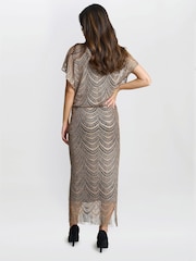 Gina Bacconi Arleen Long Blouson Fringe Hem Dress - Image 2 of 5