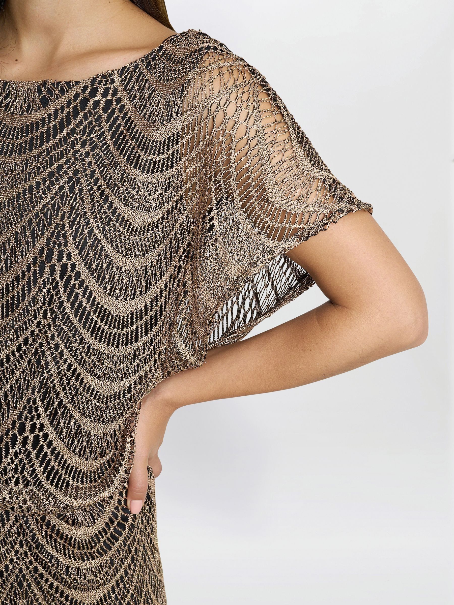 【海外限定】GinaBacconi ドレス☆Arleen Long Blouson Fringe H Toni Chiffon Tier Jacket Dress With Beaded Neck – Gina Bacconi