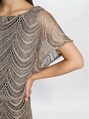 Gina Bacconi Arleen Long Blouson Fringe Hem Dress - Image 4 of 5