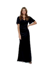 Gina Bacconi Blue Minka Velvet Maxi Dress With Cowl Neck - Image 1 of 5