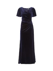 Gina Bacconi Blue Minka Velvet Maxi Dress With Cowl Neck - Image 5 of 5