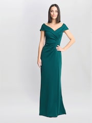 Gina Bacconi Green Carolyn Off The Shoulder Maxi Dress - Image 1 of 5