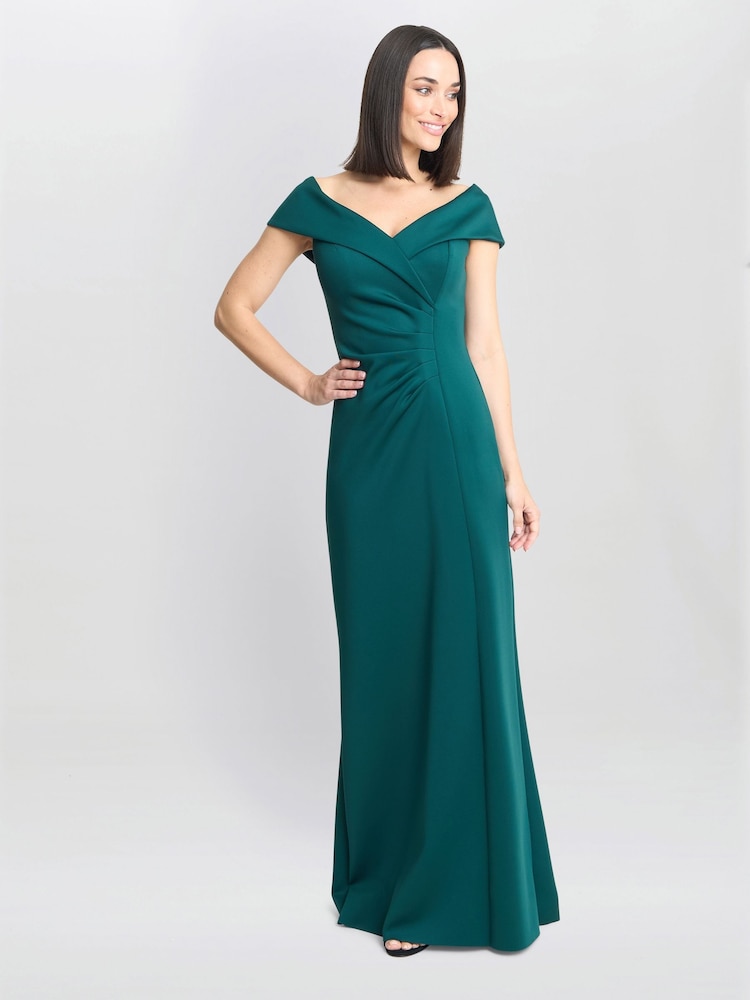Gina Bacconi Green Carolyn Off The Shoulder Maxi Dress - Image 3 of 5