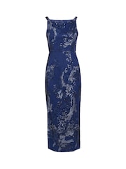 Gina Bacconi Blue Blake Floral Sequin Ankle Length Dress - Image 5 of 5