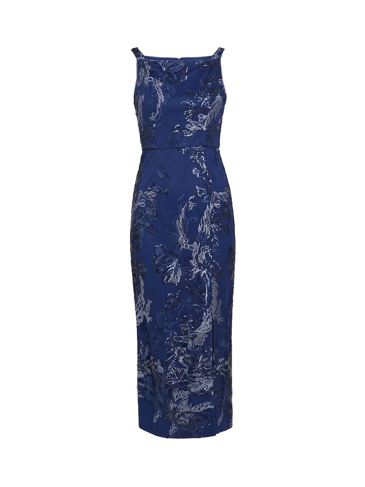 Gina Bacconi Blue Blake Floral Sequin Ankle Length Dress - Imagen 5 de 5 Gina Bacconi Blue Blake Floral Sequin Ankle Length Dress - Imagen 5 de 5