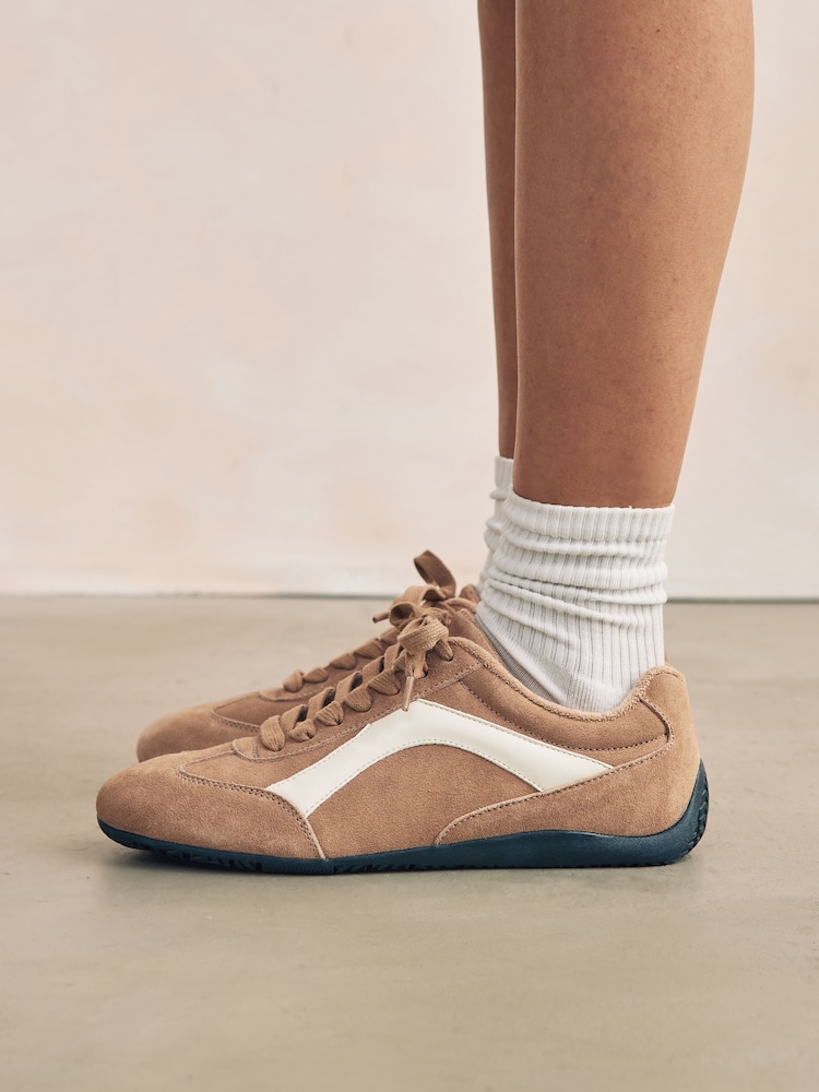 Camel Forever Comfort® Leather Slimsole Lace-Up Trainers - Image 1 of 13