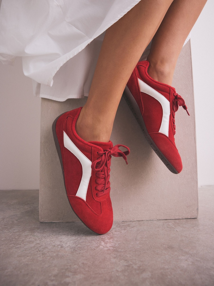 Rot - Forever Comfort® Leather Slimsole Lace-Up Trainers - Bild 1 von 9 Rot - Forever Comfort® Leather Slimsole Lace-Up Trainers - Bild 1 von 9