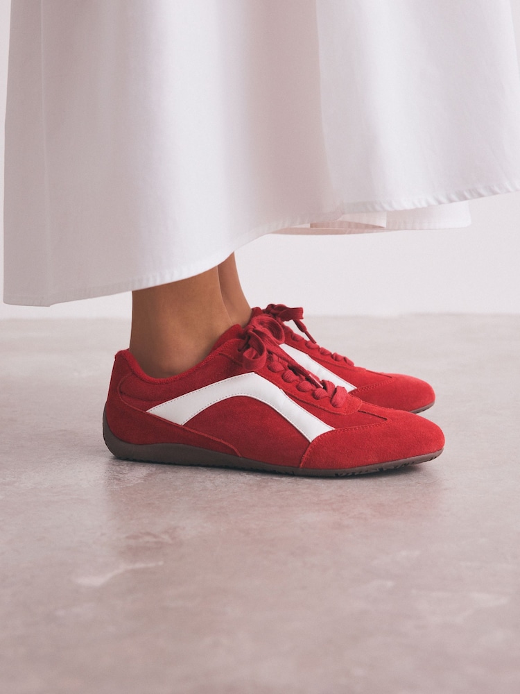 Rot - Forever Comfort® Leather Slimsole Lace-Up Trainers - Bild 2 von 9 Rot - Forever Comfort® Leather Slimsole Lace-Up Trainers - Bild 2 von 9