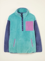 FatFace Teal Blue Colourblock Half Neck Fleece - Image 1 of 1
