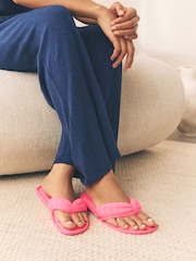 Fluro Pink Textured Padded Toe Thong Slippers - Image 1 of 7