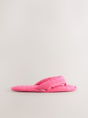 Fluro Pink Textured Padded Toe Thong Slippers - Image 4 of 7