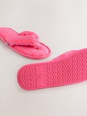Fluro Pink Textured Padded Toe Thong Slippers - Image 5 of 7