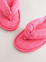 Fluro Pink Textured Padded Toe Thong Slippers - Image 6 of 7