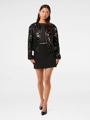 Forever New Black Robyn Sequin Bomber Jacket - Image 5 of 5