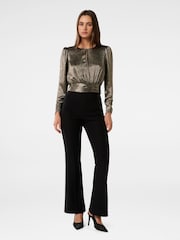 Forever New Gold Riya Sparkle Button Front Top - Image 3 of 5