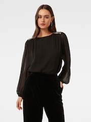 Forever New Black Dolly Embellished Blouse - Image 1 of 5