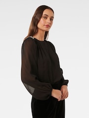 Forever New Black Dolly Embellished Blouse - Image 4 of 5
