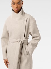 Forever New Cream Lola Petite Wrap Coat - Image 3 of 5