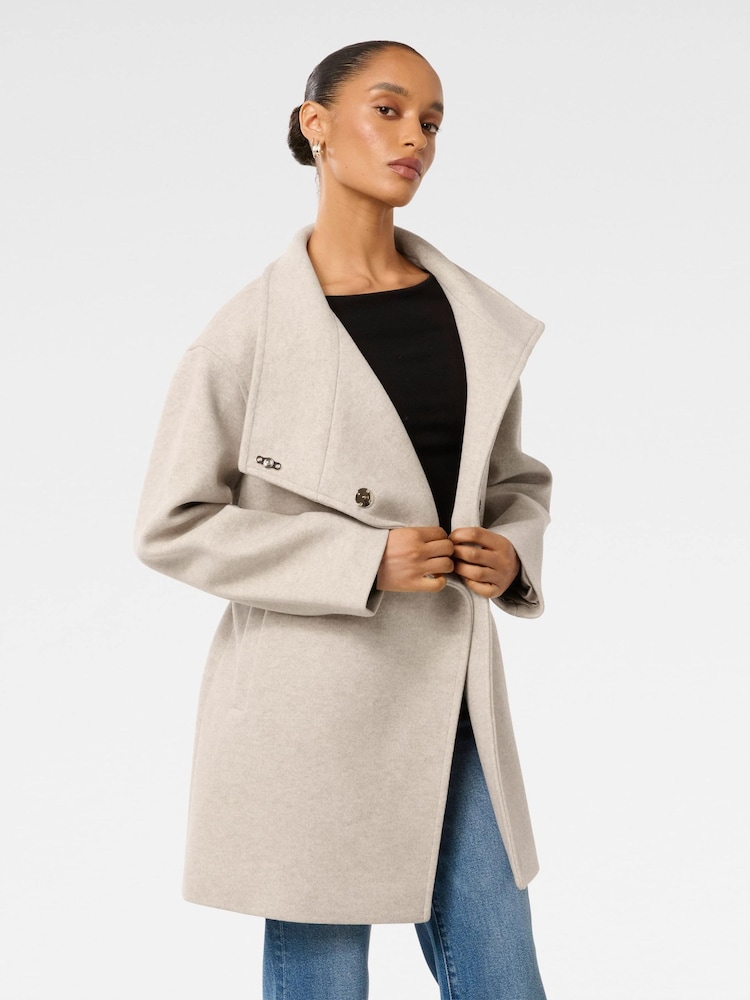 Forever New Cream Lola Petite Wrap Coat - Image 4 of 5