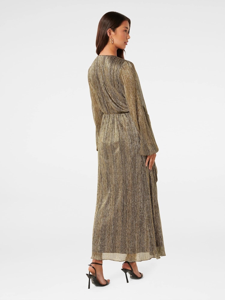 Forever New Gold Tyler Plisse Belted Midi Dress - Image 2 of 5