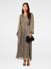 Forever New Gold Tyler Plisse Belted Midi Dress - Image 5 of 5
