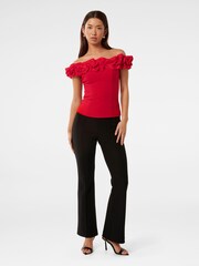 Forever New Red Stephanie Ruffle Off Shoulder Bustier Top - Image 5 of 5