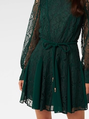 Forever New Green Sarah Lace Splice Mini Dress - Image 3 of 5