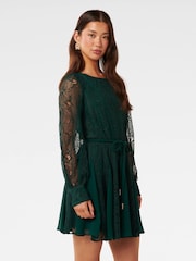 Forever New Green Sarah Lace Splice Mini Dress - Image 4 of 5