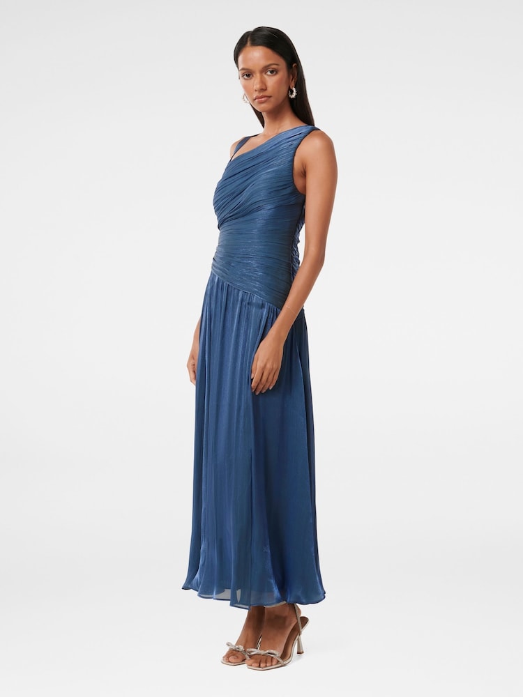 Forever New Blue Nya Petite Metallic Asymmetrical Maxi Dress - Image 4 of 4