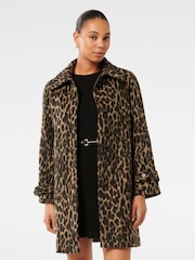 Forever New Brown Slater Leopard Print Coat - Image 1 of 5