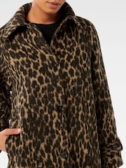 Forever New Brown Slater Leopard Print Coat - Image 3 of 5