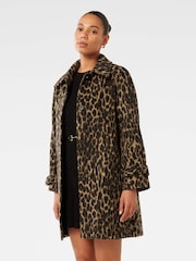 Forever New Brown Slater Leopard Print Coat - Image 4 of 5