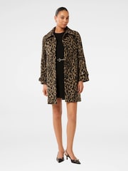 Forever New Brown Slater Leopard Print Coat - Image 5 of 5