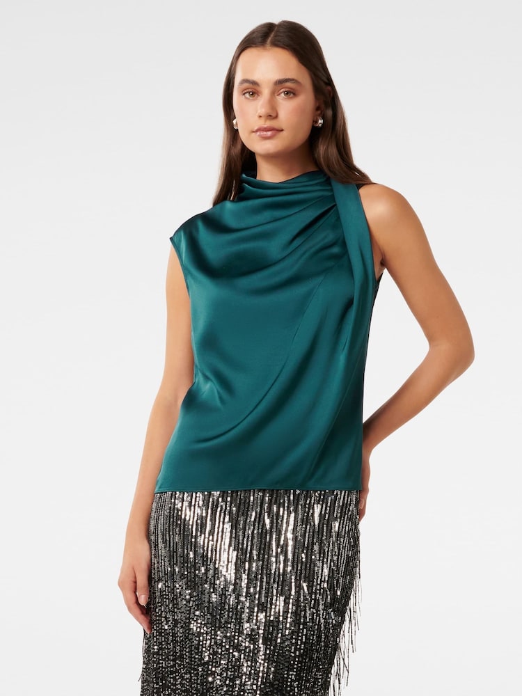 Forever New Green Issa High Neck Top - Image 1 of 5