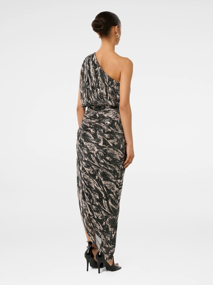 Forever New Black Petite Cassidy One Shoulder Midi Dress - Image 2 of 4