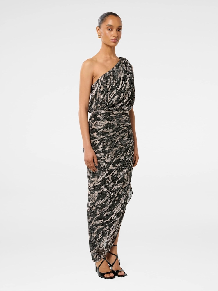 Forever New Black Petite Cassidy One Shoulder Midi Dress - Image 4 of 4