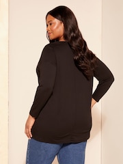 Curves Like These Black Soft Jersey V-Neck Long Sleeve Tunic Top - Image 8 of 8