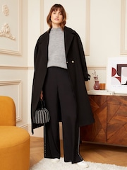 Love & Roses Black Lightweight Side Trim Wide Leg Trousers - Image 2 of 8