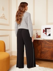 Love & Roses Black Lightweight Side Trim Wide Leg Trousers - Image 8 of 8