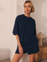 Blue Textured Short Pyjamas Set - Image 1 of 8