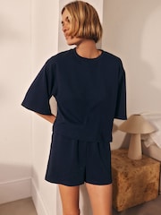 Blue Textured Short Pyjamas Set - Image 4 of 8