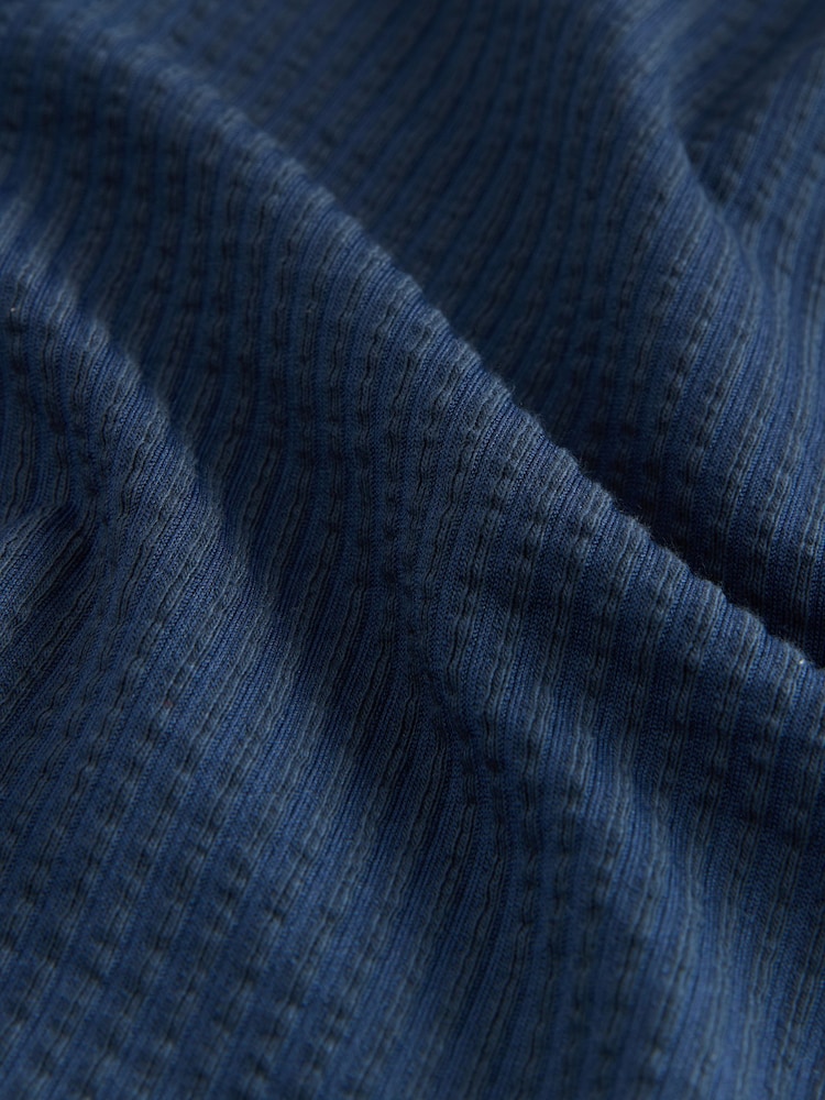 Blue Textured Short Pyjamas Set - Image 8 of 8