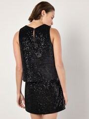 Apricot Black Sequin Velvet Shell Top - Image 5 of 5