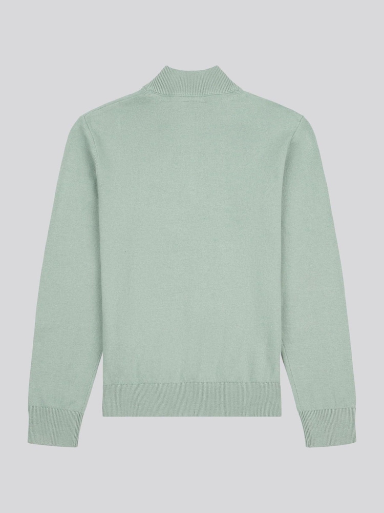 U.S. Polo Assn. Green Boys Knitted Quarter Zip Polo Shirt - Image 2 of 3