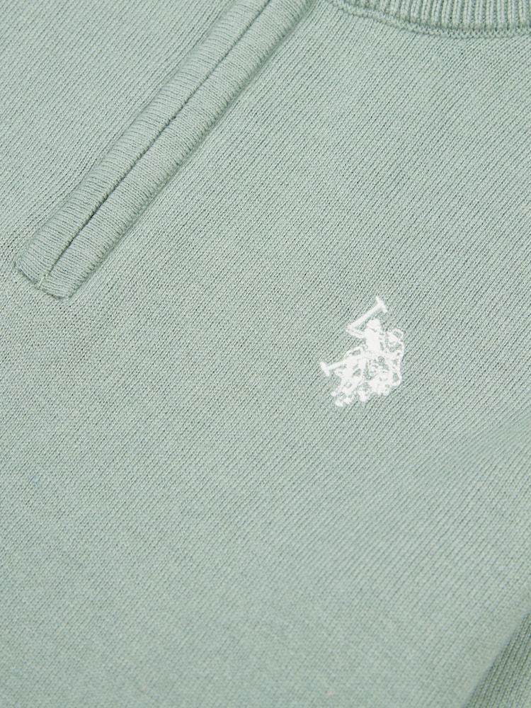 U.S. Polo Assn. Green Boys Knitted Quarter Zip Polo Shirt - Image 3 of 3