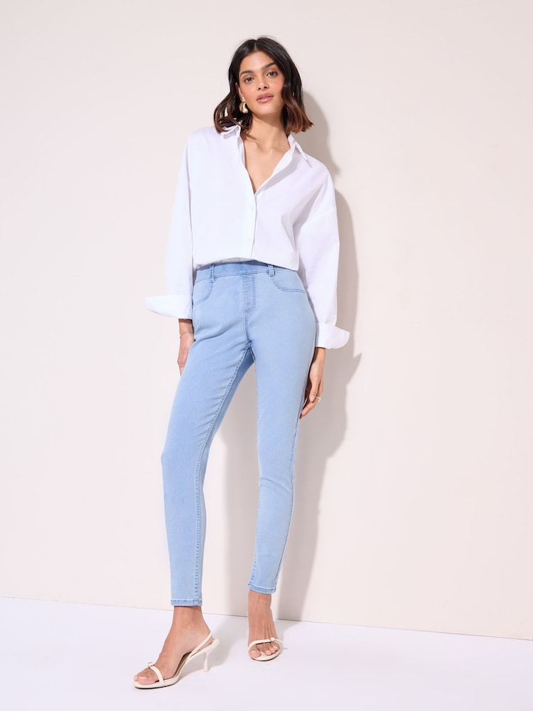 Beljeno modra - Friends Like These Jeggings iz džinsa z elastičnim pasom - Slika 1 iz 4 Beljeno modra - Friends Like These Jeggings iz džinsa z elastičnim pasom - Slika 1 iz 4