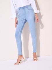 Friends Like These Bleach Blue Elasticated Waist Denim Jeggings - Image 2 of 4